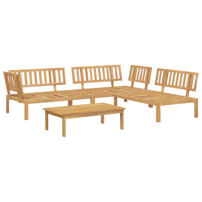 Set di divani con cuscino 4 pcs Beige Legno di Acacia Massello