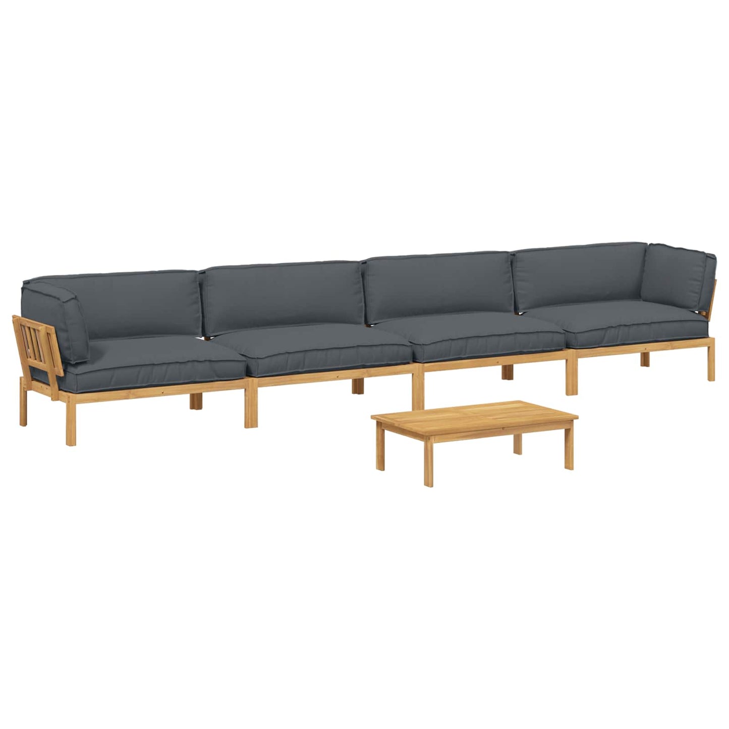 Set di divani 5 pcs Antracite Legno di Acacia Massello