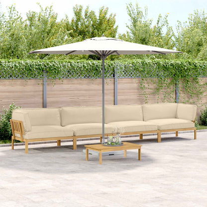 Set di divani con cuscino 5 pcs Beige Legno di Acacia Massello