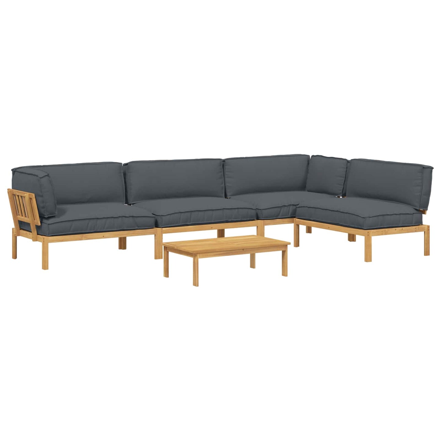 Set di divani 5 pcs Antracite Legno di Acacia Massello