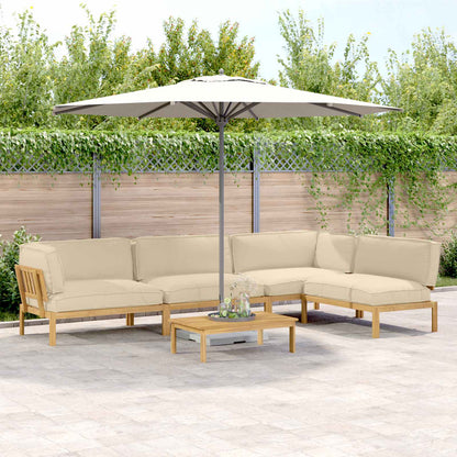 Set di divani con cuscino 5 pcs Beige Legno di Acacia Massello