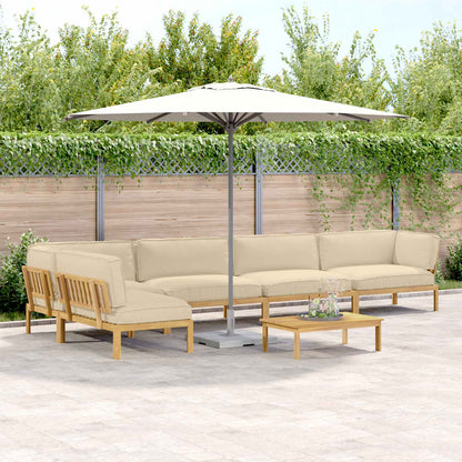 Set di divani con cuscino 6 pcs Beige Legno di Acacia Massello