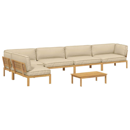 Set di divani con cuscino 6 pcs Beige Legno di Acacia Massello
