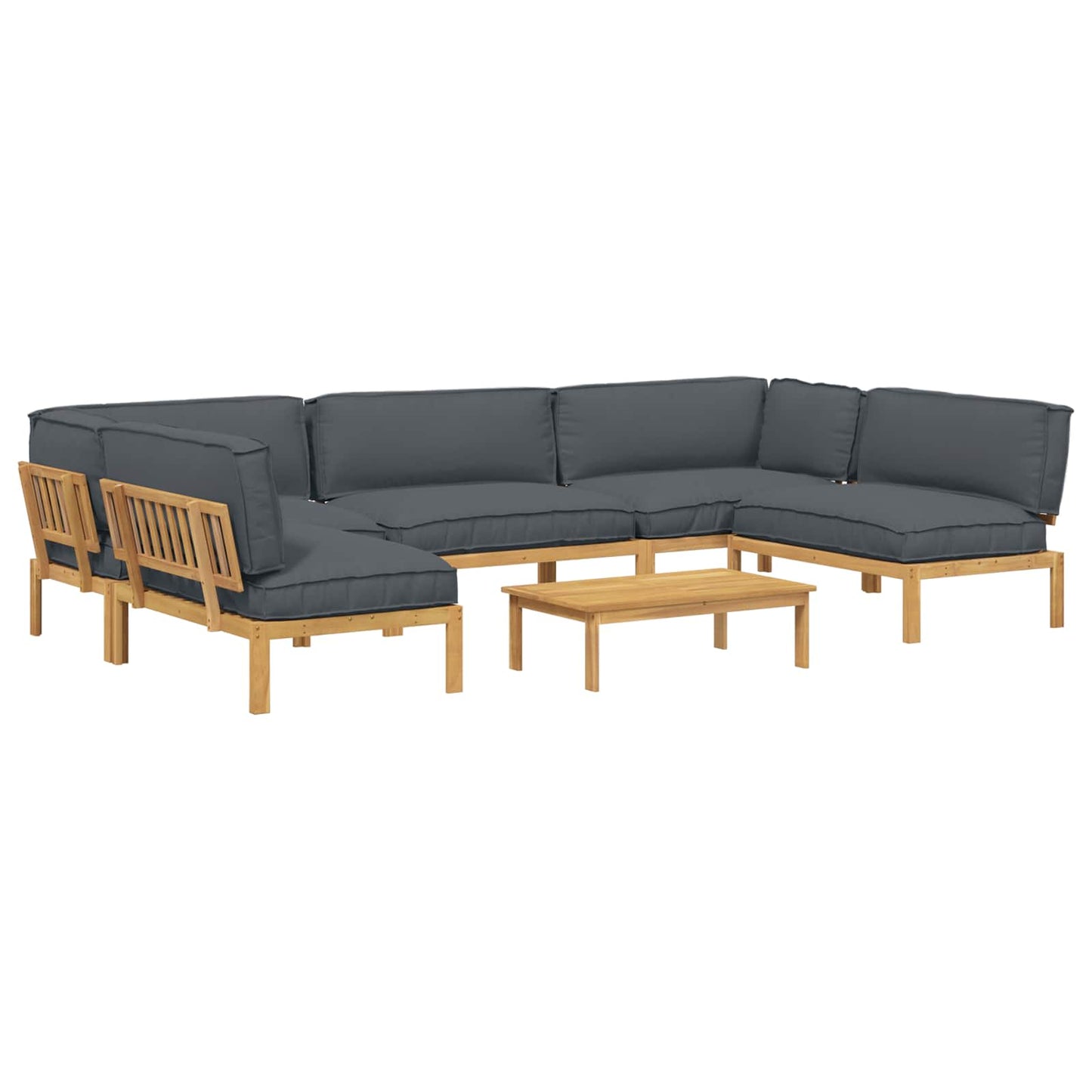 Set di divani 6 pcs Antracite Legno di Acacia Massello