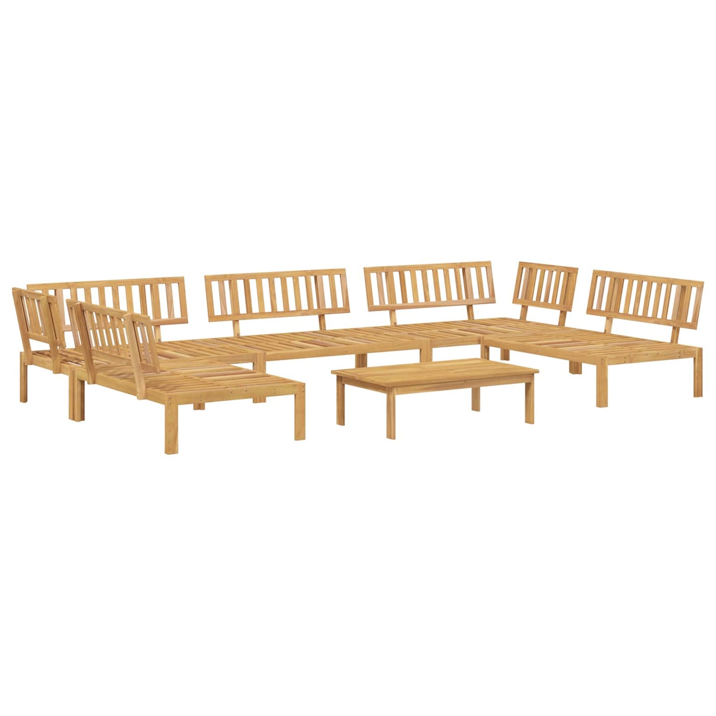Set di divani con cuscino 6 pcs Beige Legno di Acacia Massello