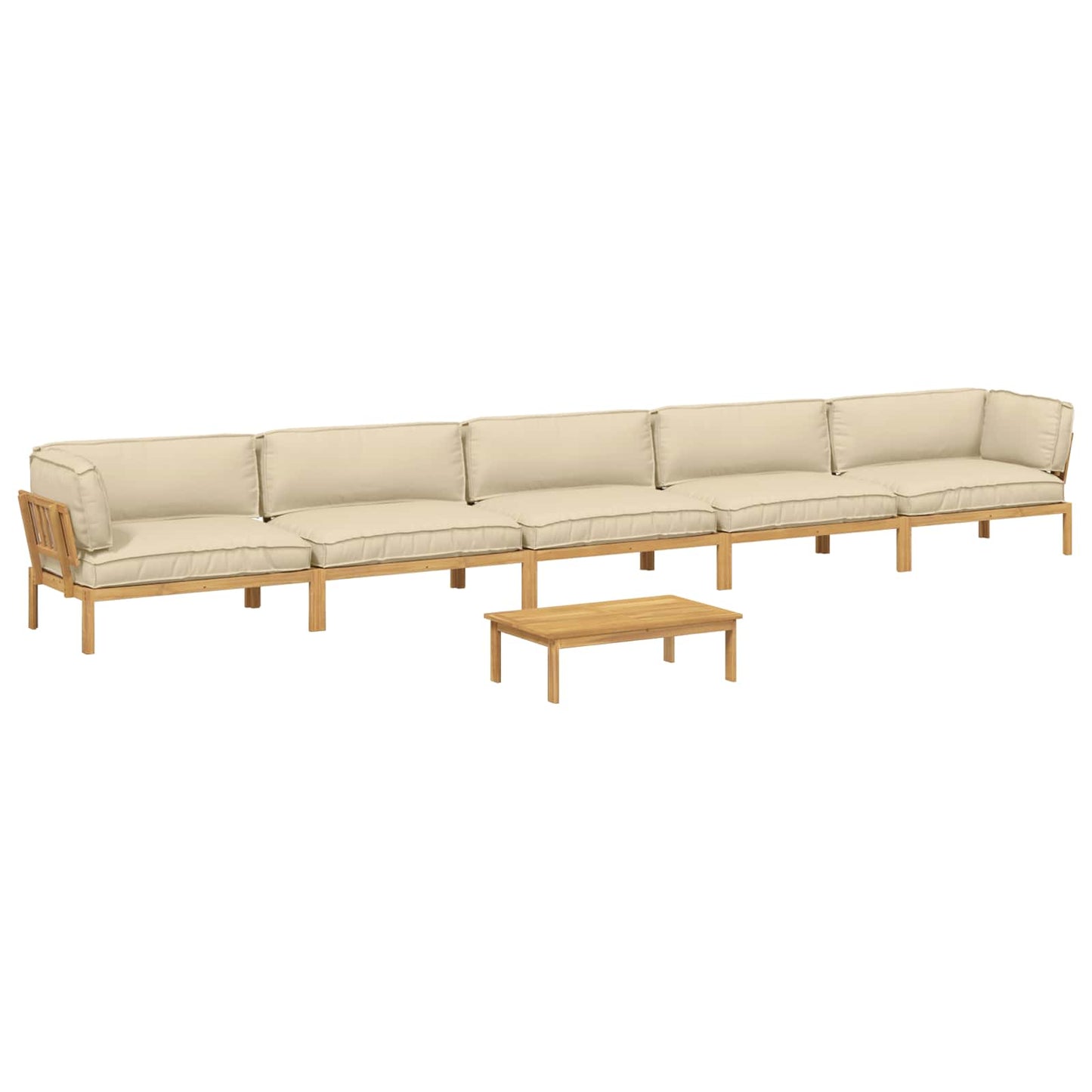 Set di divani con cuscino 6 pcs Beige Legno di Acacia Massello