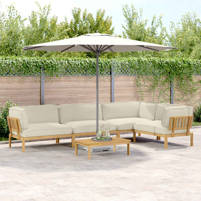 Set di divani con cuscino 5 pcs Crema Legno di Acacia Massello