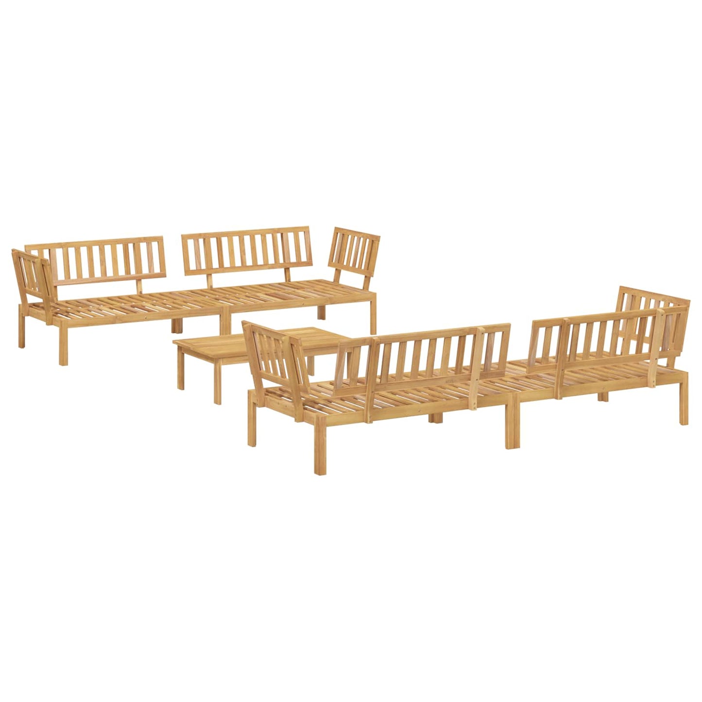 Set di divani con cuscino 5 pcs Crema Legno di Acacia Massello