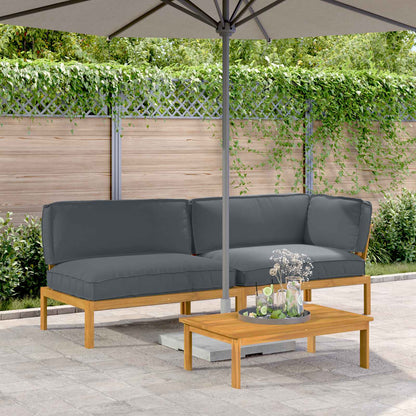 Set di divani 3 pcs Antracite Legno di Acacia Massello