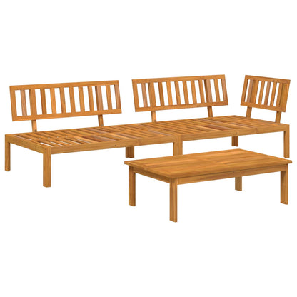 Set di divani con cuscino 3 pcs Beige Legno di Acacia Massello