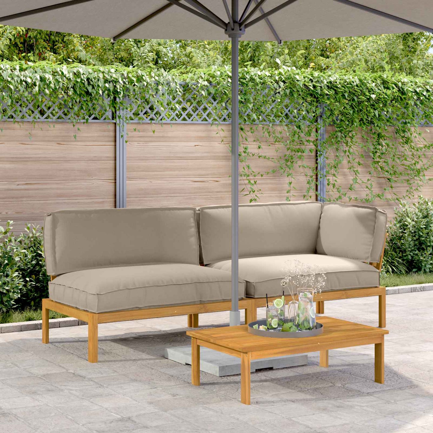 Set di divani con cuscino 3 pcs Talpa Legno di Acacia Massello