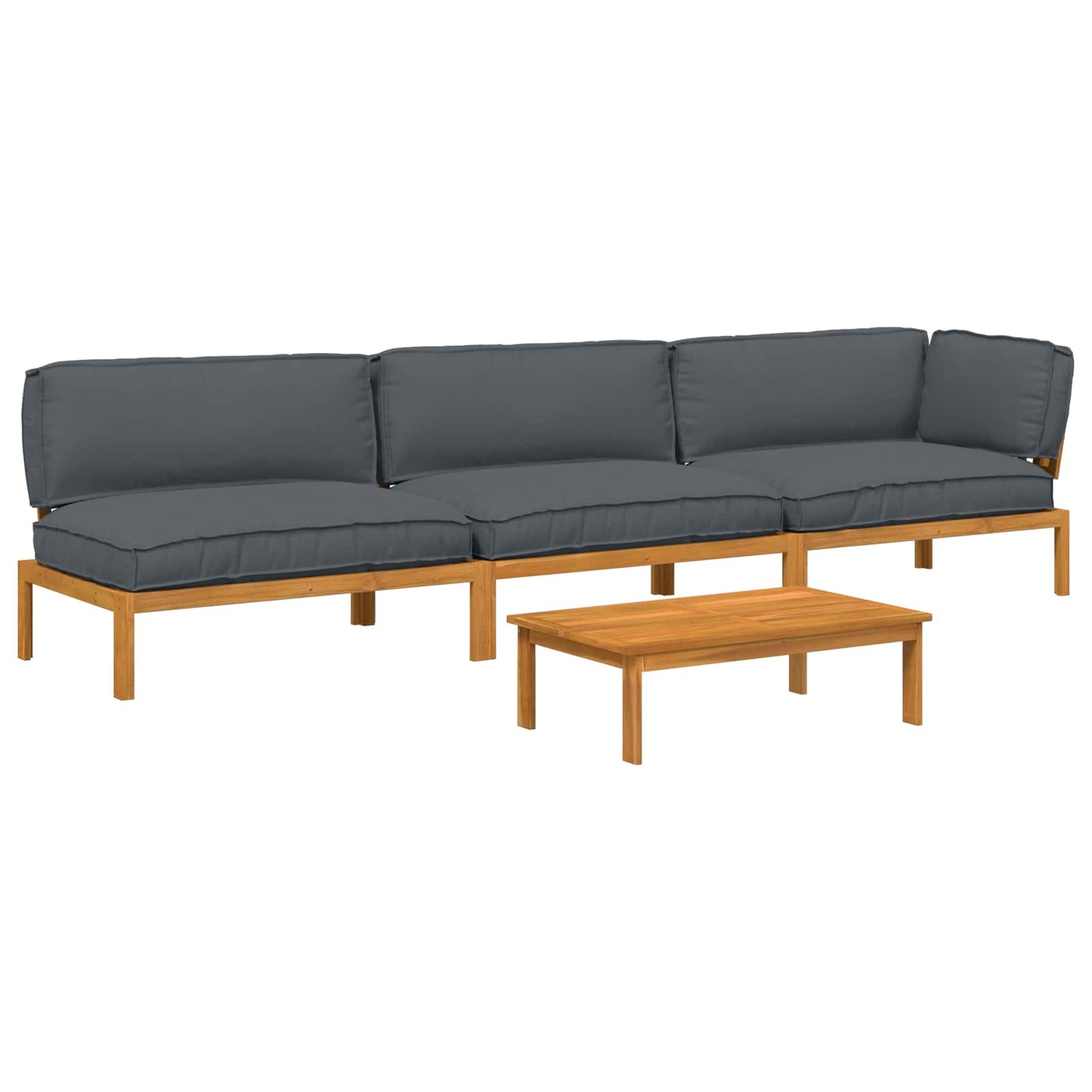 Set di divani 4 pcs Antracite Legno di Acacia Massello