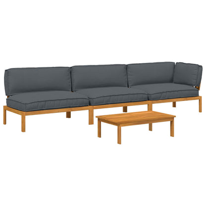 Set di divani 4 pcs Antracite Legno di Acacia Massello
