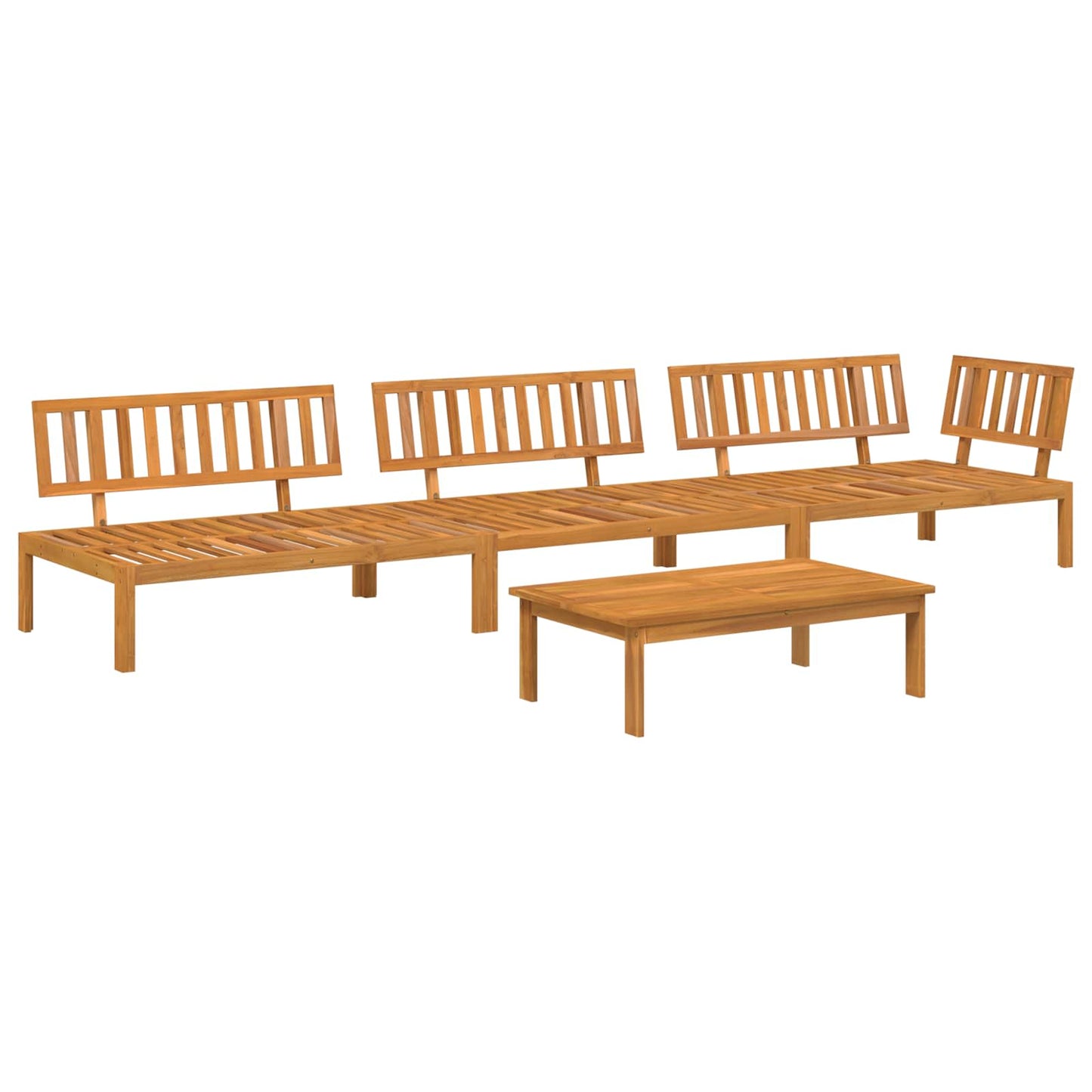 Set di divani con cuscino 4 pcs Crema Legno di Acacia Massello