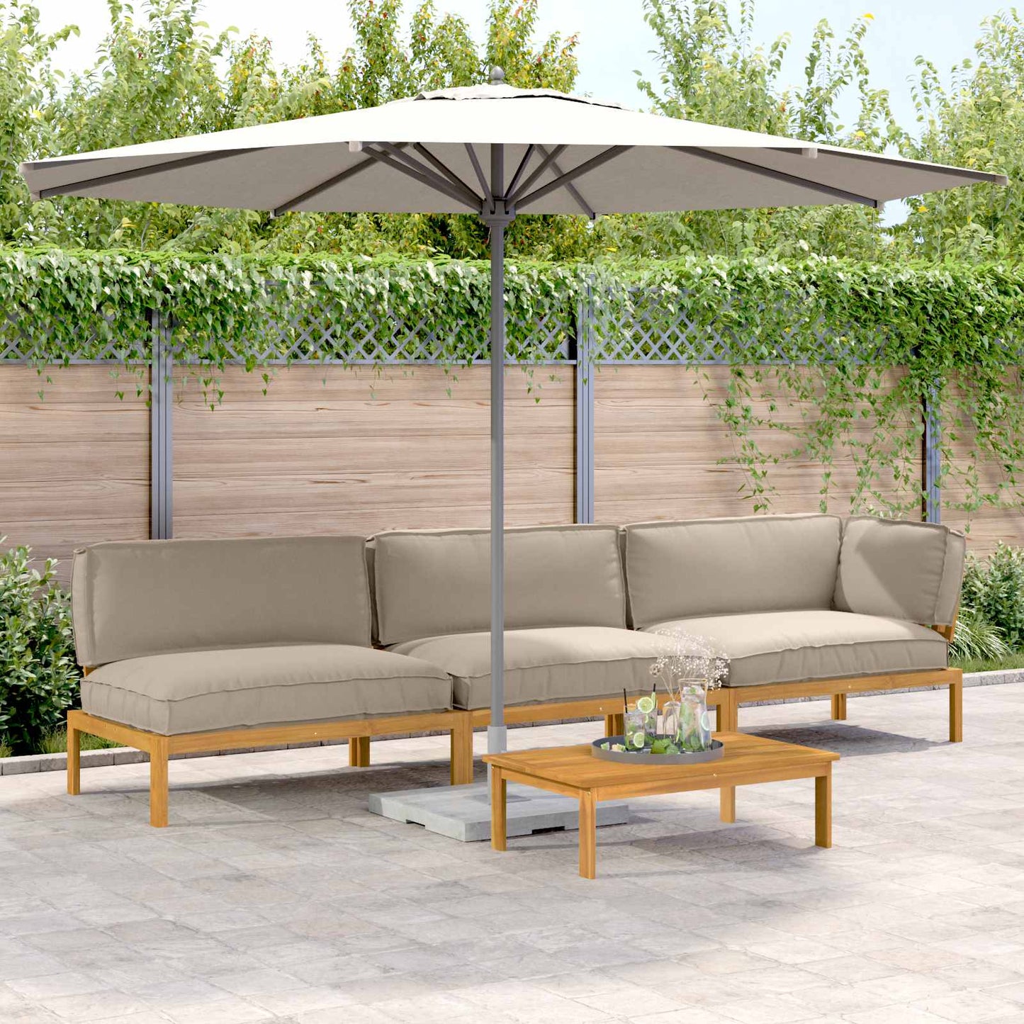 Set di divani con cuscino 4 pcs Talpa Legno di Acacia Massello