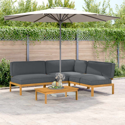 Set di divani 4 pcs Antracite Legno di Acacia Massello