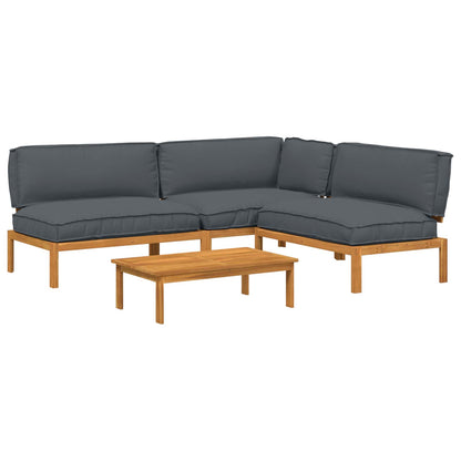 Set di divani 4 pcs Antracite Legno di Acacia Massello