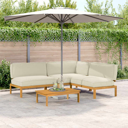 Set di divani con cuscino 4 pcs Crema Legno di Acacia Massello