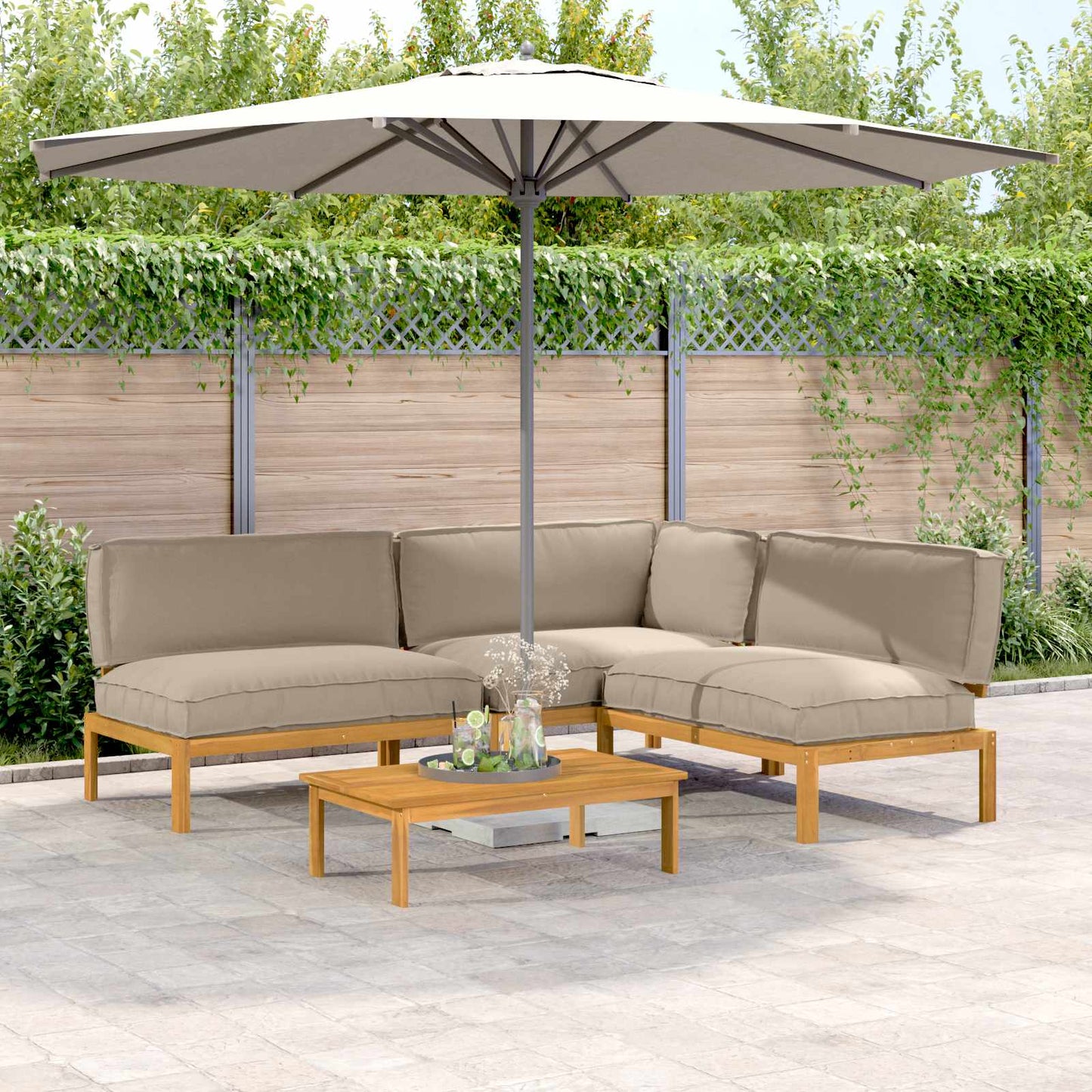Set di divani con cuscino 4 pcs Talpa Legno di Acacia Massello