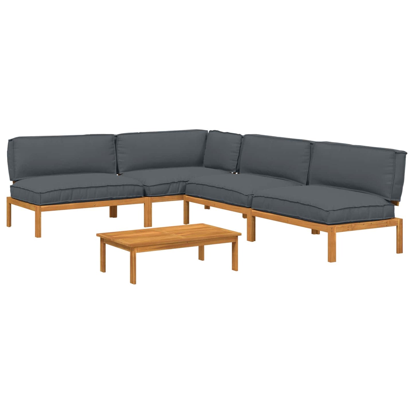 Set di divani 5 pcs Antracite Legno di Acacia Massello