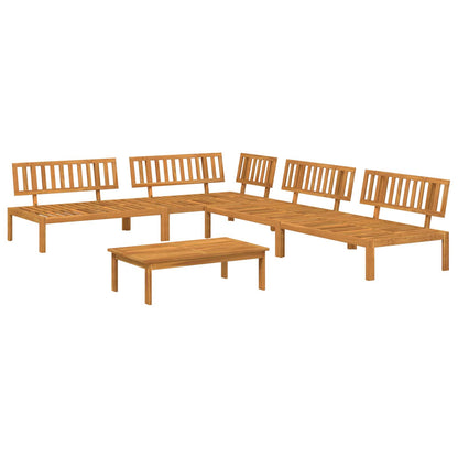 Set di divani con cuscino 5 pcs Beige Legno di Acacia Massello