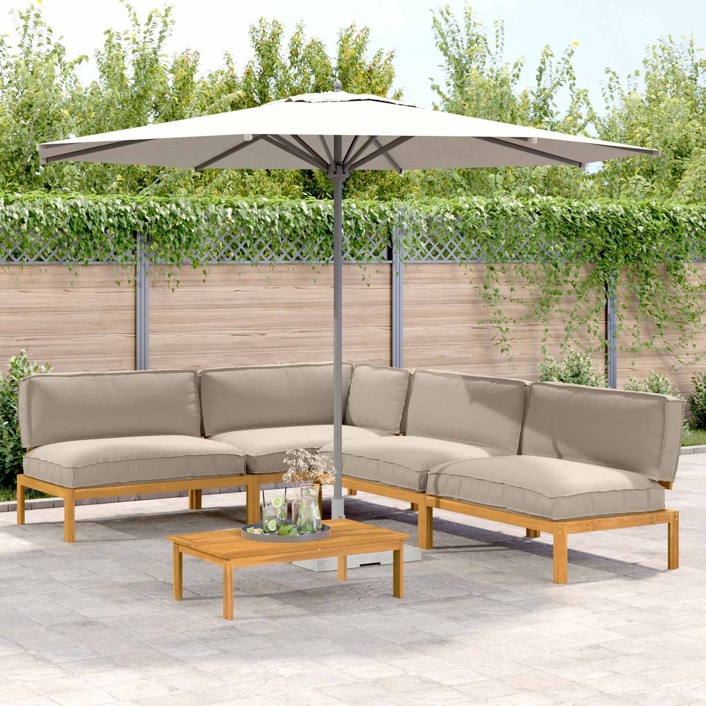 Set di divani con cuscino 5 pcs Talpa Legno di Acacia Massello