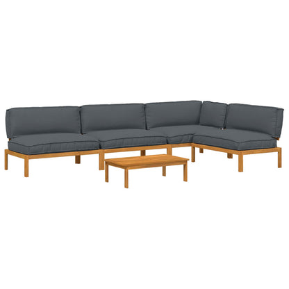 Set di divani 5 pcs Antracite Legno di Acacia Massello