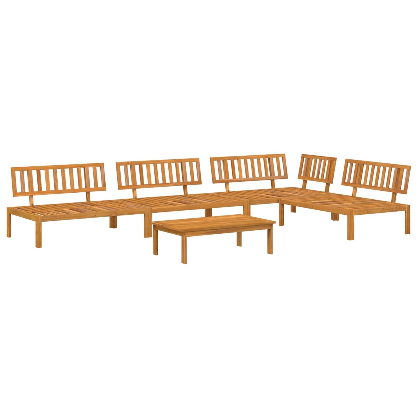 Set di divani 5 pcs Antracite Legno di Acacia Massello