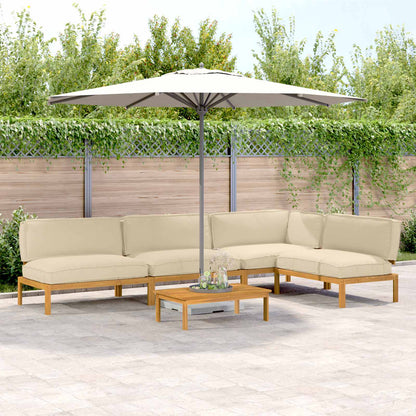 Set di divani con cuscino 5 pcs Beige Legno di Acacia Massello