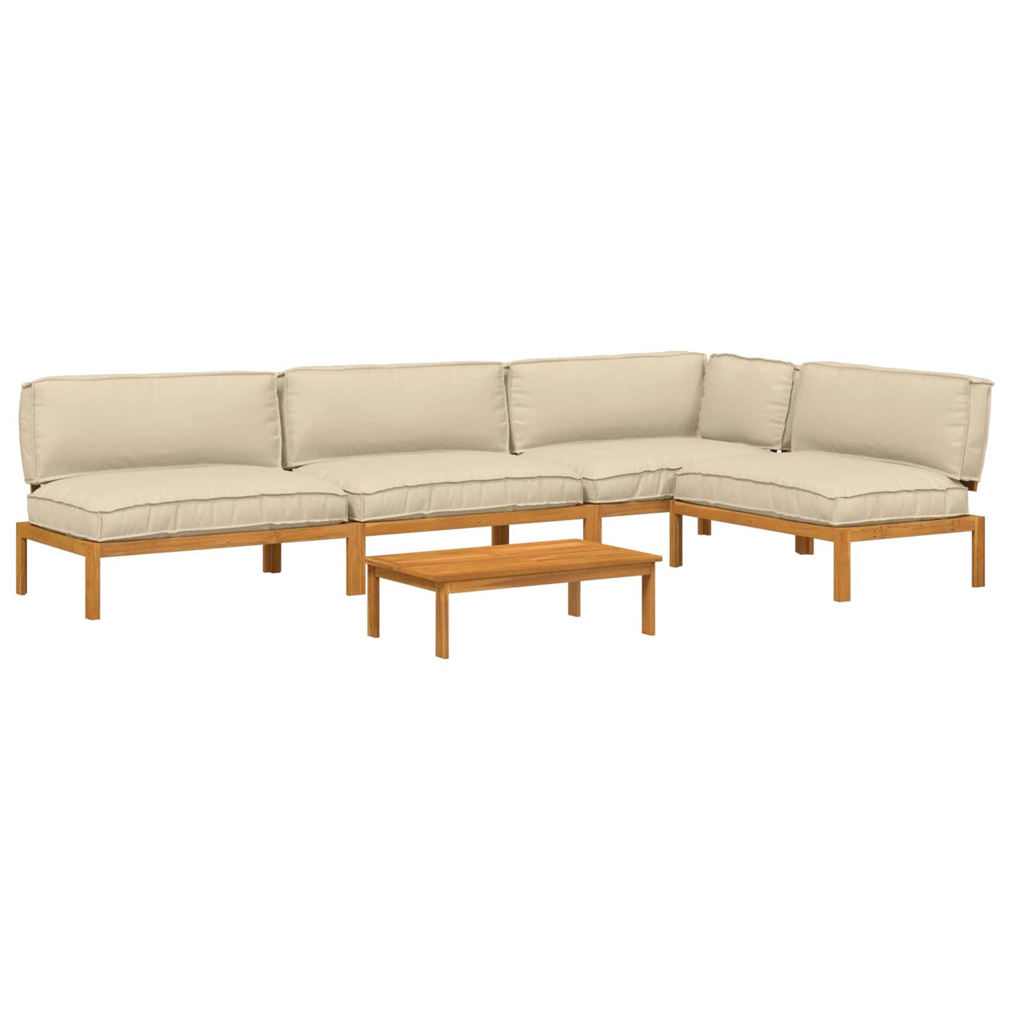Set di divani con cuscino 5 pcs Beige Legno di Acacia Massello