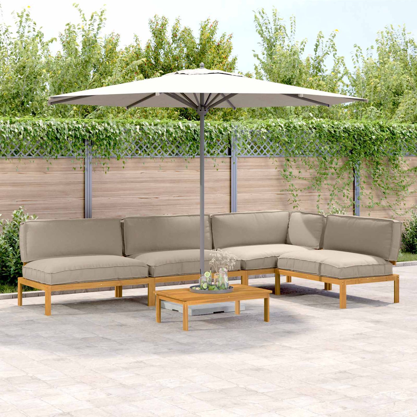 Set di divani con cuscino 5 pcs Talpa Legno di Acacia Massello