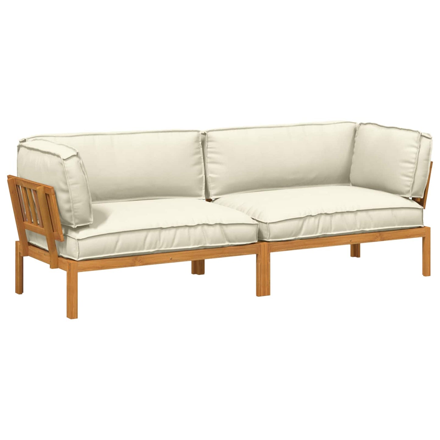 Set di divani con cuscino 2 pcs Crema Legno di Acacia Massello