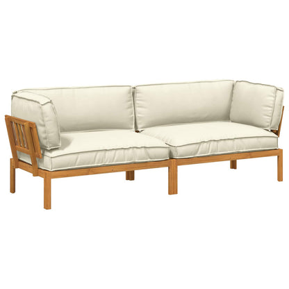 Set di divani con cuscino 2 pcs Crema Legno di Acacia Massello
