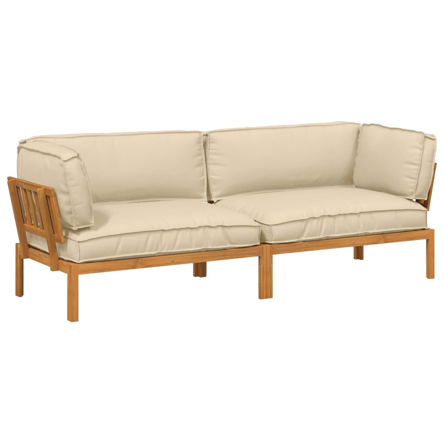 Set di divani con cuscino 2 pcs Beige Legno di Acacia Massello