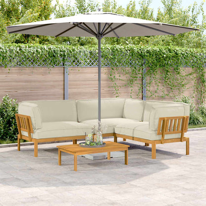 Set di divani con cuscino 4 pcs Crema Legno di Acacia Massello