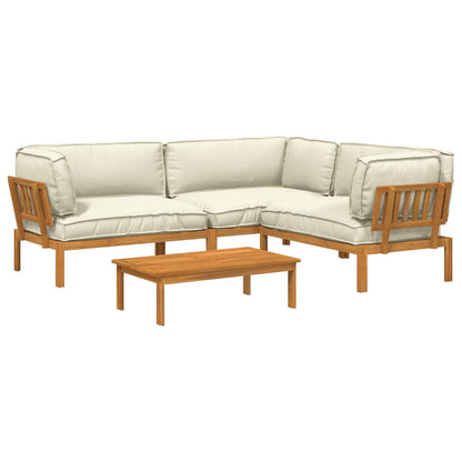 Set di divani con cuscino 4 pcs Crema Legno di Acacia Massello