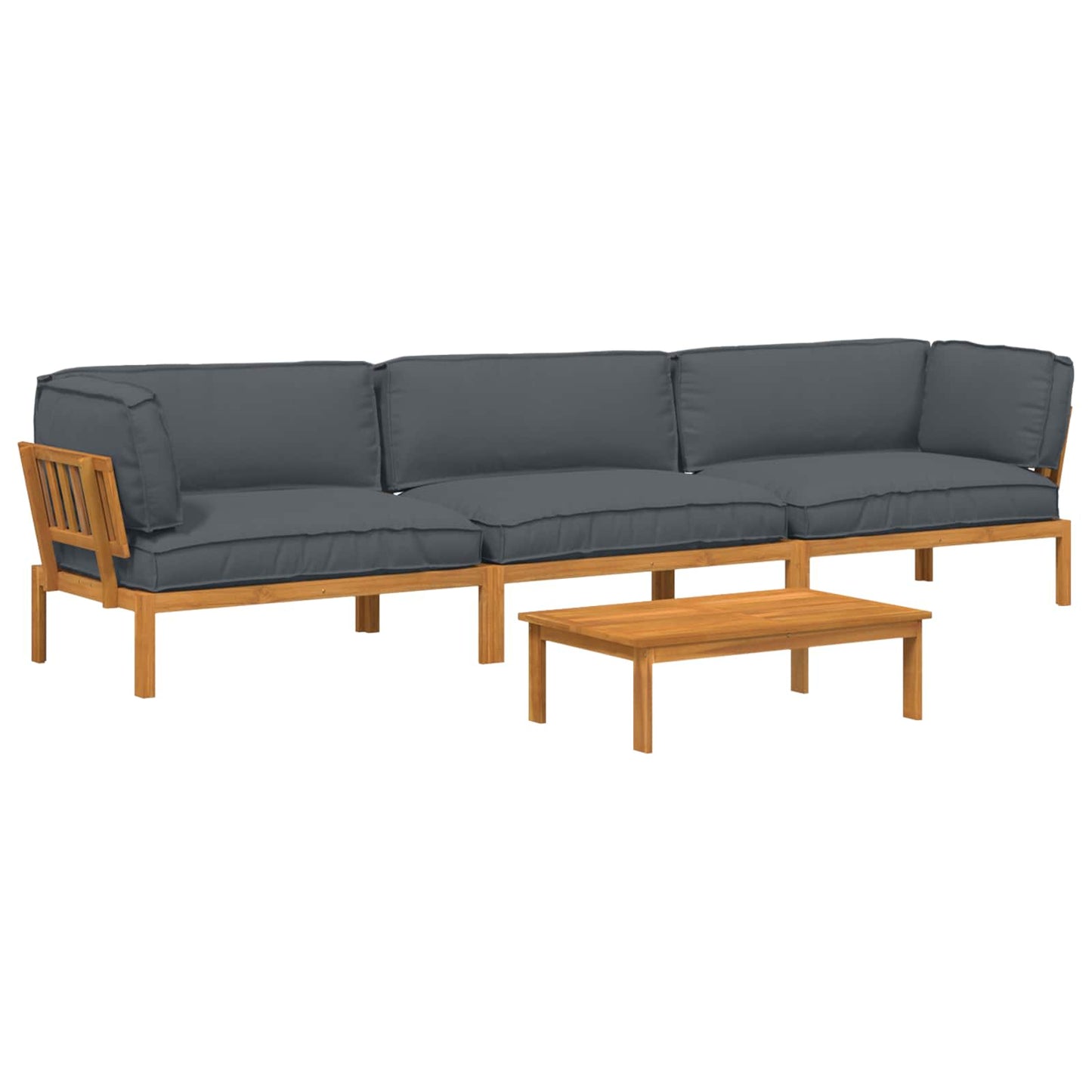 Set di divani 4 pcs Antracite Legno di Acacia Massello