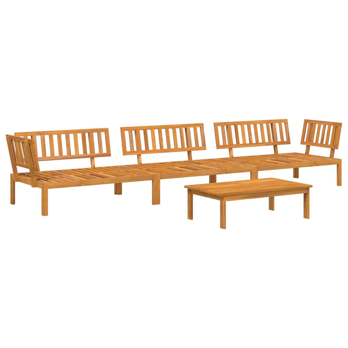 Set di divani 4 pcs Antracite Legno di Acacia Massello