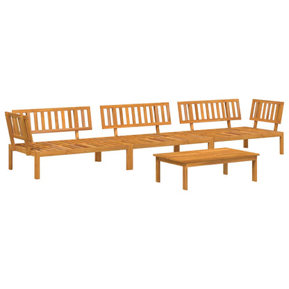 Set di divani con cuscino 4 pcs Beige Legno di Acacia Massello