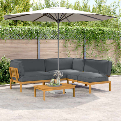 Set di divani 4 pcs Antracite Legno di Acacia Massello