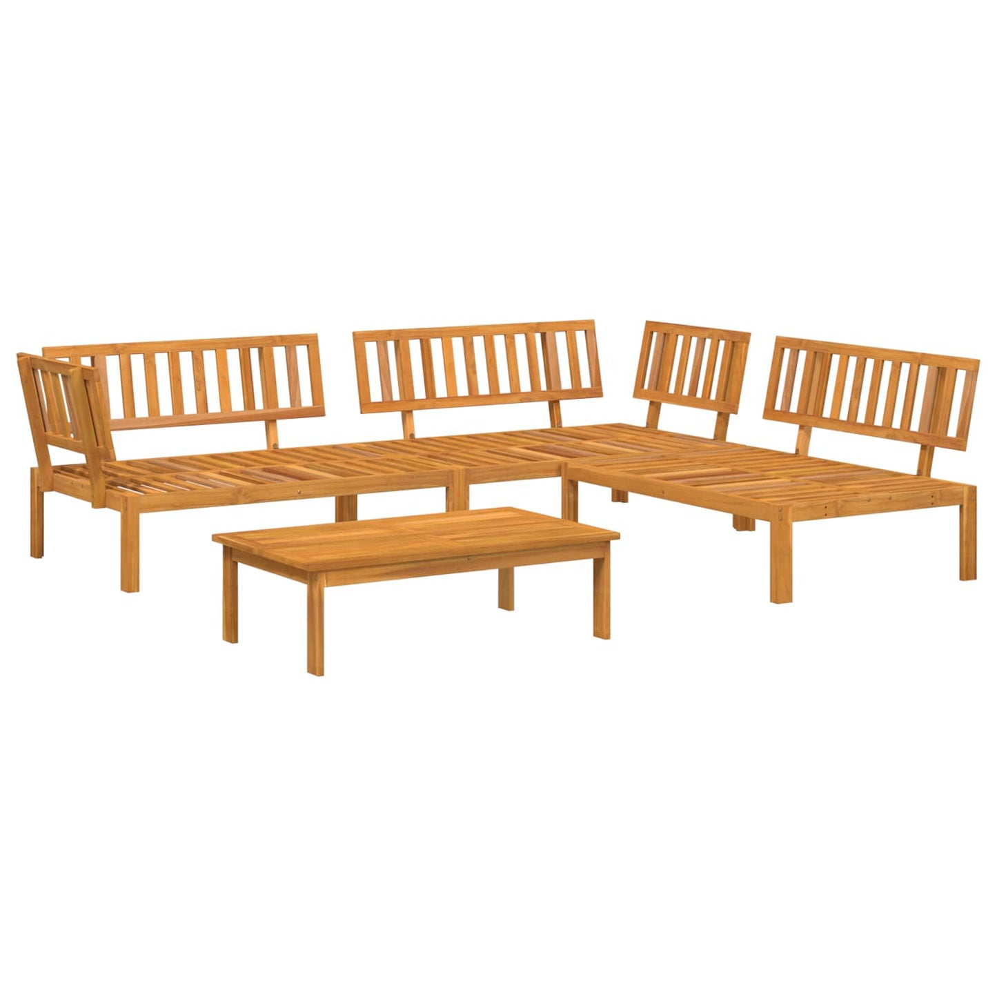 Set di divani 4 pcs Antracite Legno di Acacia Massello