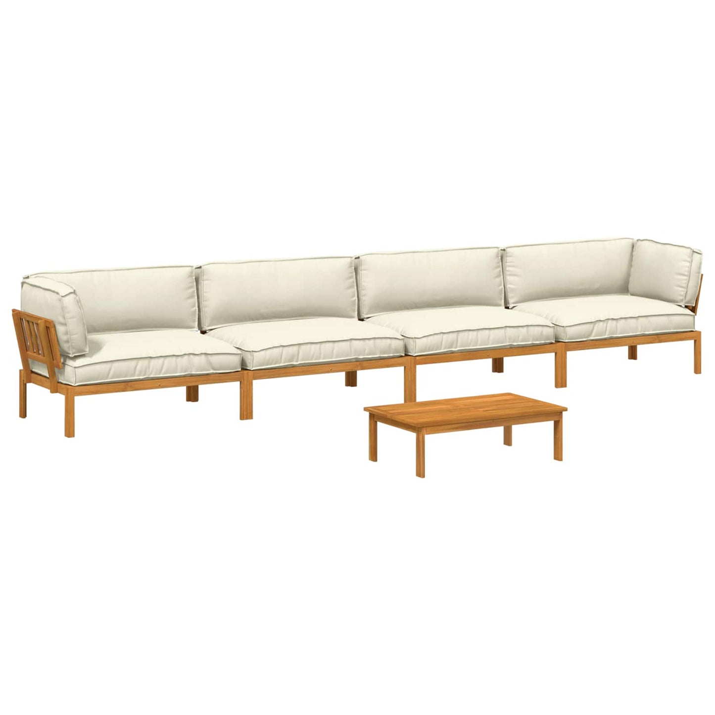 Set di divani con cuscino 5 pcs Crema Legno di Acacia Massello