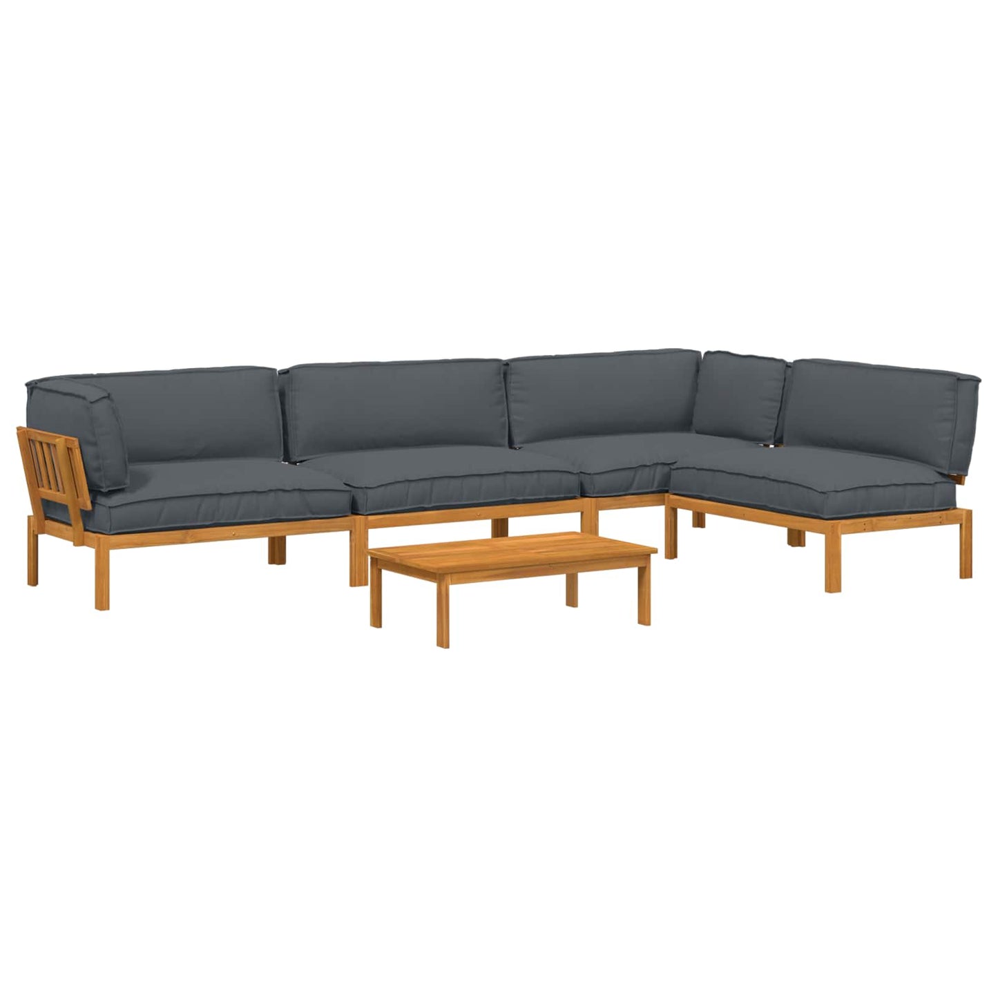 Set di divani 5 pcs Antracite Legno di Acacia Massello
