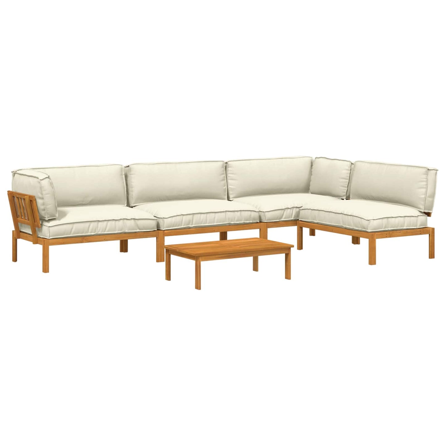 Set di divani con cuscino 5 pcs Crema Legno di Acacia Massello