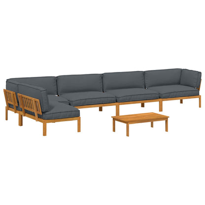 Set di divani 6 pcs Antracite Legno di Acacia Massello