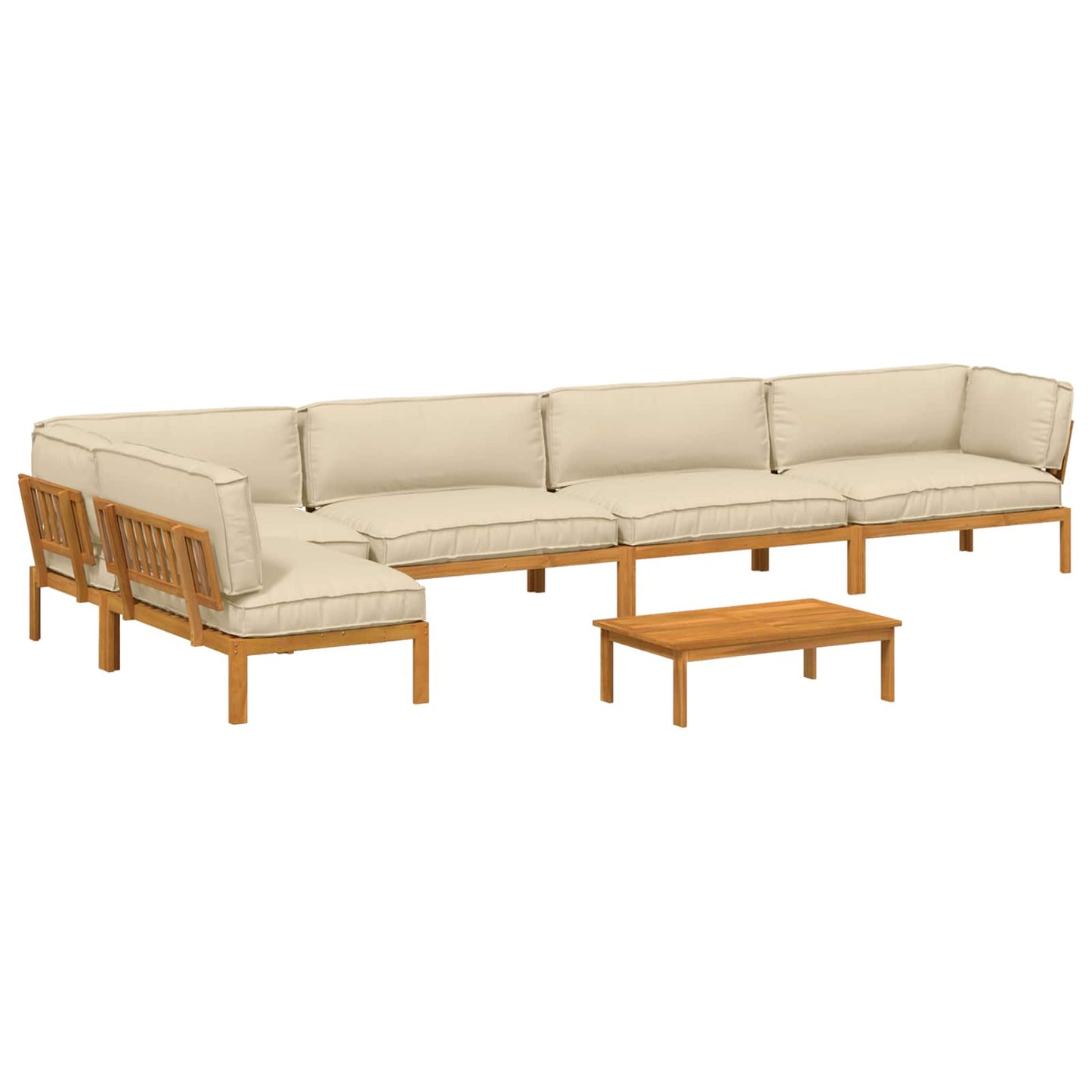 Set di divani con cuscino 6 pcs Beige Legno di Acacia Massello
