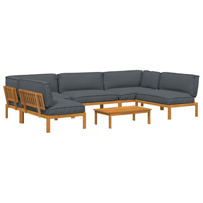 Set di divani 6 pcs Antracite Legno di Acacia Massello
