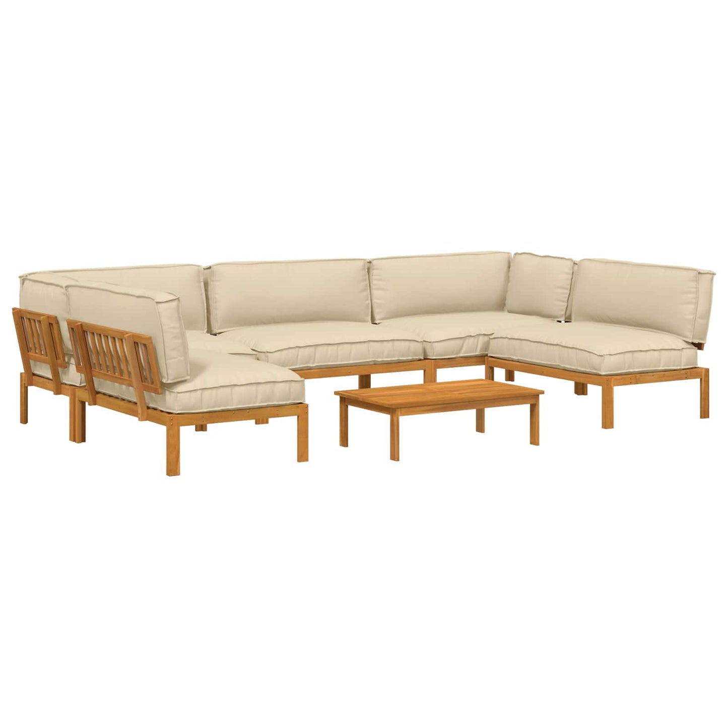 Set di divani con cuscino 6 pcs Beige Legno di Acacia Massello