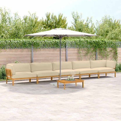Set di divani con cuscino 6 pcs Beige Legno di Acacia Massello