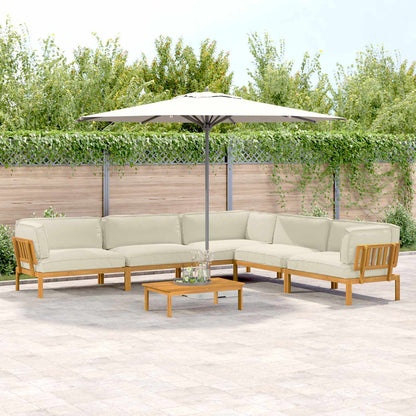 Set di divani con cuscino 6 pcs Crema Legno di Acacia Massello